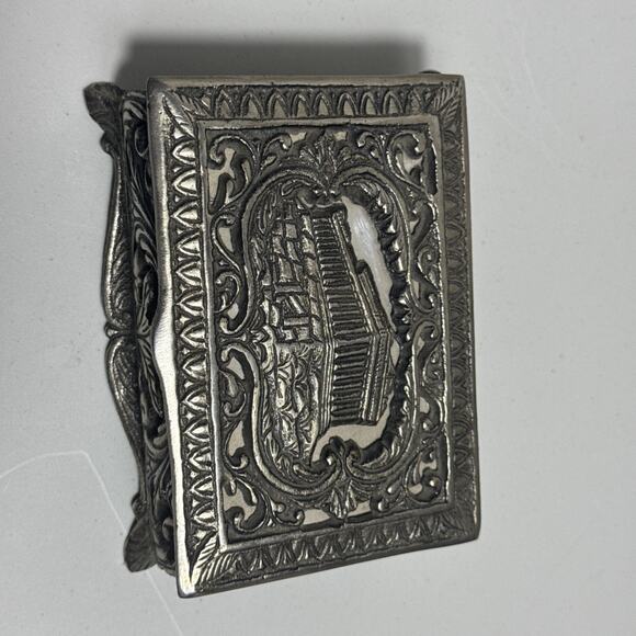 Antique Greek Trinket Box 5”x4.5” Parthenon Acropolis Athens Silver Plated/Solid - Picture 5 of 16